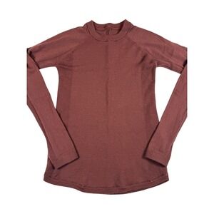 Lululemon Sit in Lotus Sweater‎ Burgundy Merino Wool Knit Pullover Sz 4/6 Layer